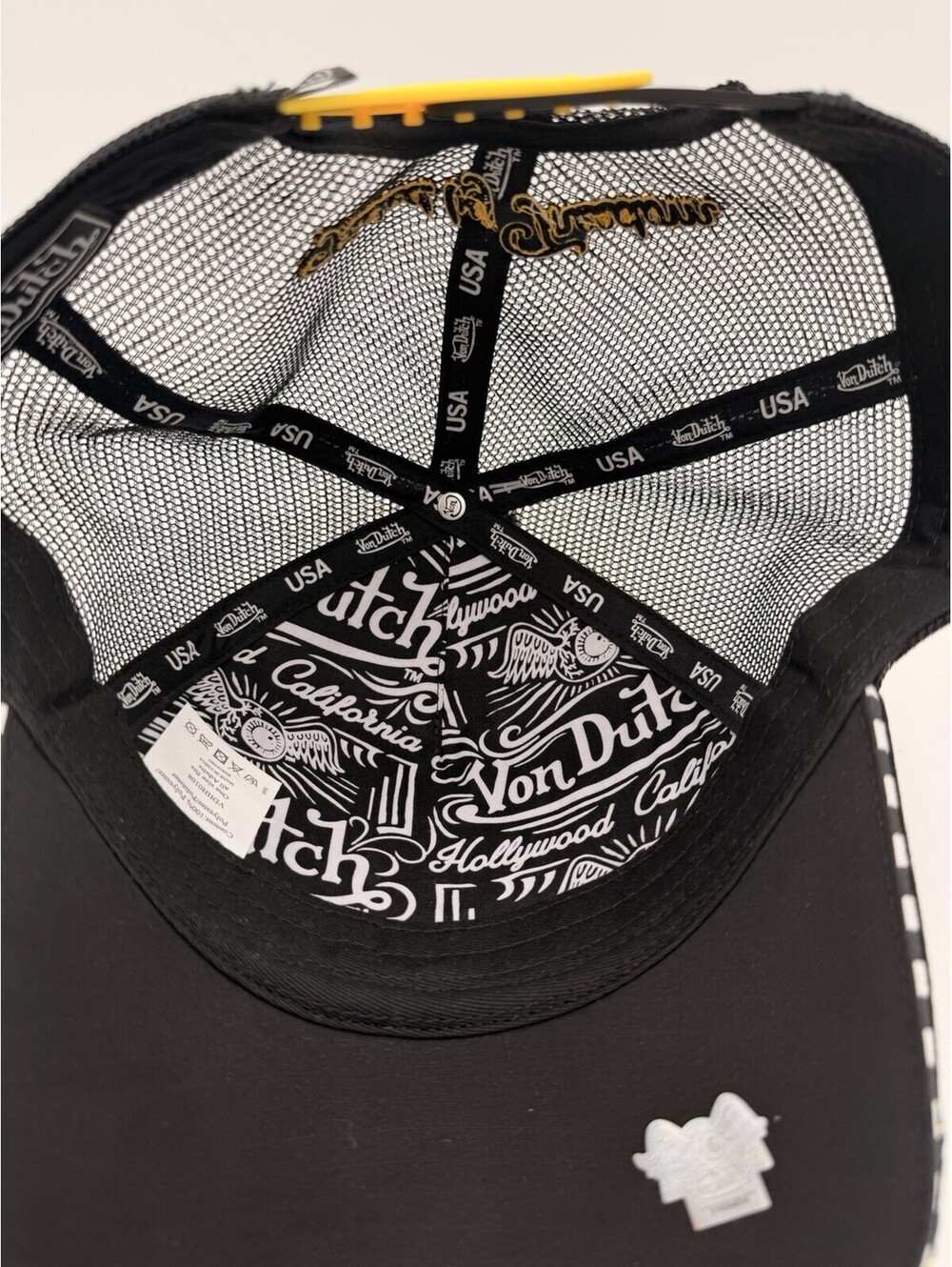 Von Dutch Black/Gold Flame Trucker Hat Mesh Back Adjustable One Size - Picture 7 of 8